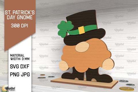 St. Patrick's Day Gnome SVG Bundle. Stand Gnome Laser Cut SVG Evgenyia Guschina 