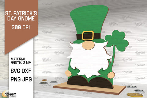 St. Patrick's Day Gnome SVG Bundle. Stand Gnome Laser Cut SVG Evgenyia Guschina 