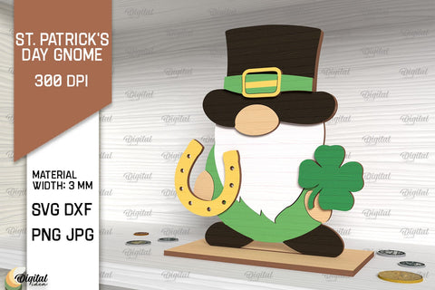 St. Patrick's Day Gnome SVG. Stand Gnome Laser Cut SVG Evgenyia Guschina 