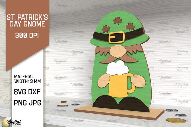 St. Patrick's Day Gnome SVG. Stand Gnome Laser Cut SVG Evgenyia Guschina 