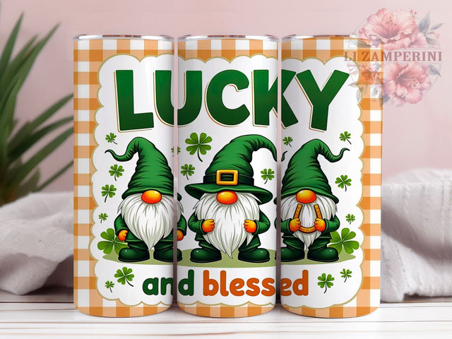 St Patricks Day Gnome Tumbler Wrap, 3D Lucky Blessed Design, 20oz Sublimation Wrap, Cute Gnome Art, Digital Download Tumbler, Irish Gnome Gift, Festive Drinkware Sublimation Li Zamperini 