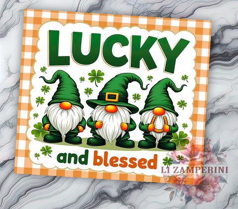 St Patricks Day Gnome Tumbler Wrap, 3D Lucky Blessed Design, 20oz Sublimation Wrap, Cute Gnome Art, Digital Download Tumbler, Irish Gnome Gift, Festive Drinkware Sublimation Li Zamperini 