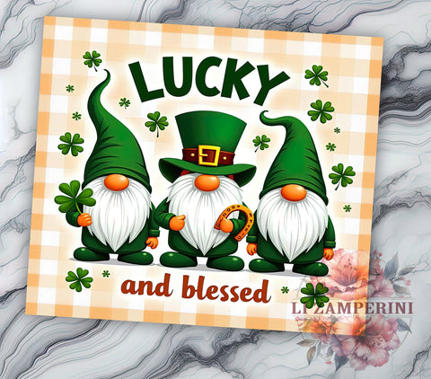 St Patricks Day Gnome Tumbler Wrap, 3D Lucky Blessed Design, 20oz Sublimation Wrap, Cute Gnome Art, Digital Download Tumbler, Irish Gnome Gift, Festive Drinkware Sublimation Li Zamperini 