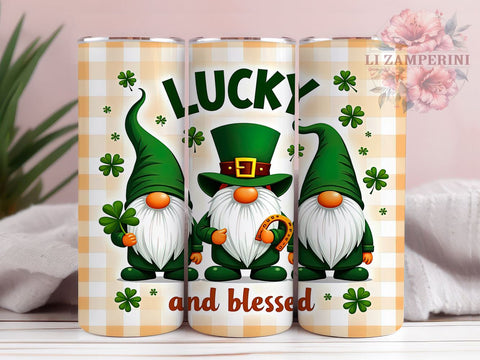 St Patricks Day Gnome Tumbler Wrap, 3D Lucky Blessed Design, 20oz Sublimation Wrap, Cute Gnome Art, Digital Download Tumbler, Irish Gnome Gift, Festive Drinkware Sublimation Li Zamperini 