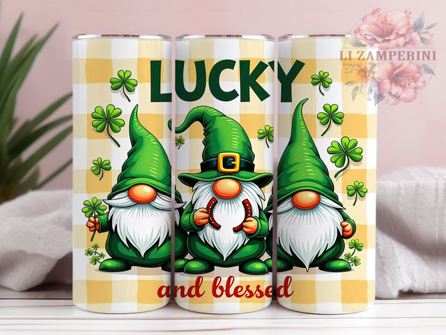 St Patricks Day Gnome Tumbler Wrap, 3D Lucky Blessed Design, 20oz Sublimation Wrap, Cute Gnome Art, Digital Download Tumbler, Irish Gnome Gift, Festive Drinkware Sublimation Li Zamperini 