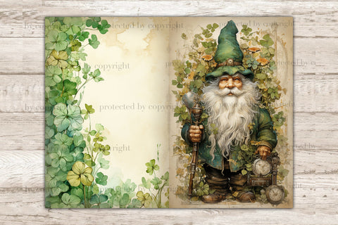 St. Patricks Day Gnomes Junk Journal Pages | Irish Printable SVG GlamArtZhanna 