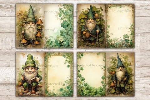 St. Patricks Day Gnomes Junk Journal Pages | Irish Printable SVG GlamArtZhanna 