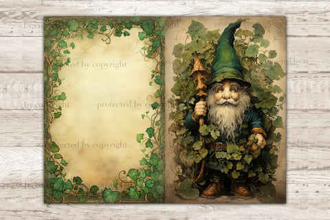 St. Patricks Day Gnomes Junk Journal Pages | Irish Printable SVG GlamArtZhanna 