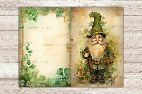 St. Patricks Day Gnomes Junk Journal Pages | Irish Printable SVG GlamArtZhanna 