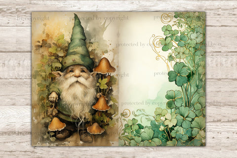 St. Patricks Day Gnomes Junk Journal Pages | Irish Printable SVG GlamArtZhanna 