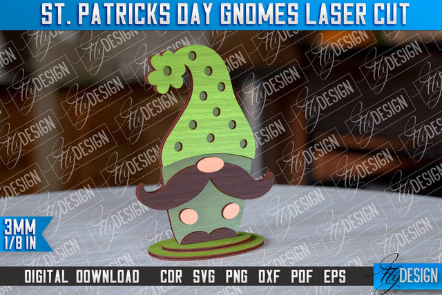 St. Patrick’s Day Gnomes Laser Cut | Laser Cut Design | CNC Files SVG Fly Design 
