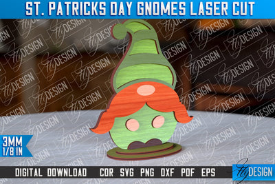 St. Patrick’s Day Gnomes Laser Cut | Laser Cut Design | CNC Files SVG Fly Design 