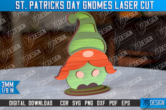 St. Patrick’s Day Gnomes Laser Cut | Laser Cut Design | CNC Files SVG Fly Design 