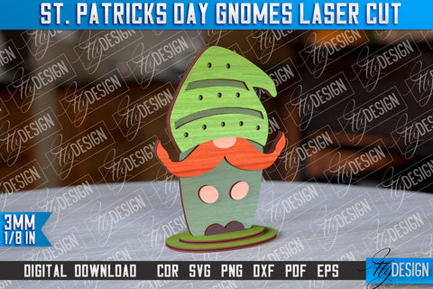 St. Patrick’s Day Gnomes Laser Cut | Laser Cut Design | CNC Files SVG Fly Design 