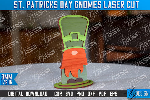 St. Patrick’s Day Gnomes Laser Cut | Laser Cut Design | CNC Files SVG Fly Design 