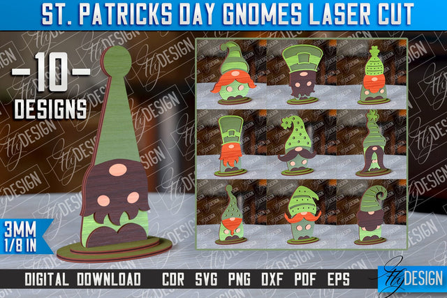 St. Patrick’s Day Gnomes Laser Cut | Laser Cut Design | CNC Files SVG Fly Design 
