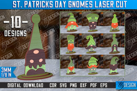 St. Patrick’s Day Gnomes Laser Cut | Laser Cut Design | CNC Files SVG Fly Design 