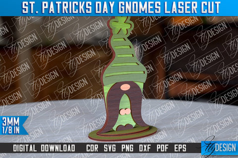 St. Patrick’s Day Gnomes Laser Cut | Laser Cut Design | CNC Files SVG Fly Design 