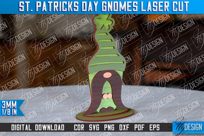 St. Patrick’s Day Gnomes Laser Cut | Laser Cut Design | CNC Files SVG Fly Design 