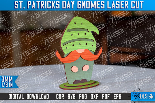 St. Patrick’s Day Gnomes Laser Cut | Laser Cut Design | CNC Files SVG Fly Design 