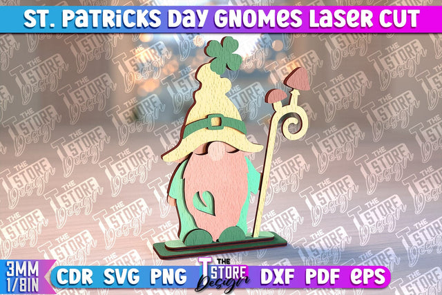 St. Patrick’s Day Gnomes Laser Cut | Lucky Gnomes Design | CNC Files SVG The T Store Design 