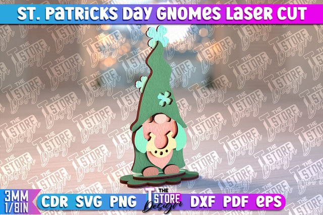 St. Patrick’s Day Gnomes Laser Cut | Lucky Gnomes Design | CNC Files SVG The T Store Design 