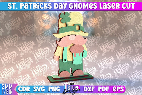 St. Patrick’s Day Gnomes Laser Cut | Lucky Gnomes Design | CNC Files SVG The T Store Design 
