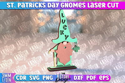 St. Patrick’s Day Gnomes Laser Cut | Lucky Gnomes Design | CNC Files SVG The T Store Design 
