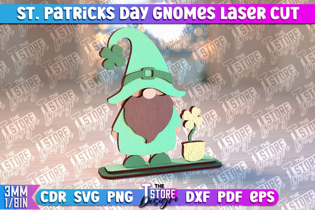 St. Patrick’s Day Gnomes Laser Cut | Lucky Gnomes Design | CNC Files SVG The T Store Design 