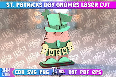 St. Patrick’s Day Gnomes Laser Cut | Lucky Gnomes Design | CNC Files SVG The T Store Design 