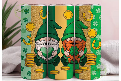 St. Patrick's Day Gnomes Tumbler Wrap Sublimation PixelChick 