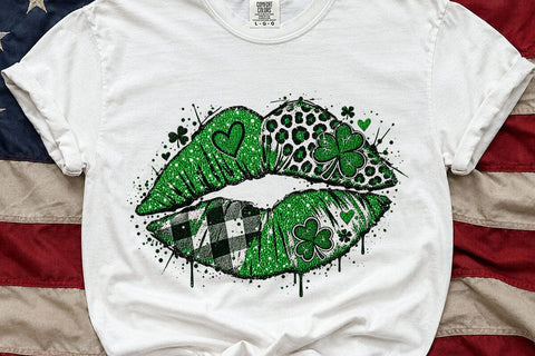 St Patricks Day Green Lips Shamrock PNG SVG DesignDestine 
