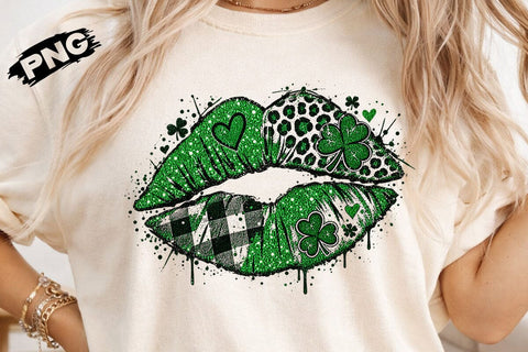 St Patricks Day Green Lips Shamrock PNG SVG DesignDestine 