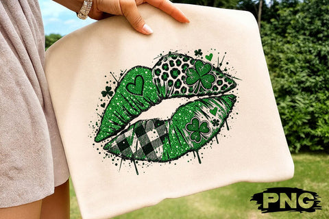 St Patricks Day Green Lips Shamrock PNG SVG DesignDestine 