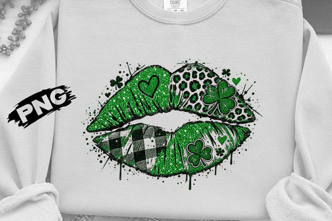 St Patricks Day Green Lips Shamrock PNG SVG DesignDestine 
