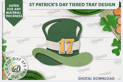 St Patrick's Day Hat Laser Cut. Lucky Charm Tiered Tray SVG SVG Evgenyia Guschina 