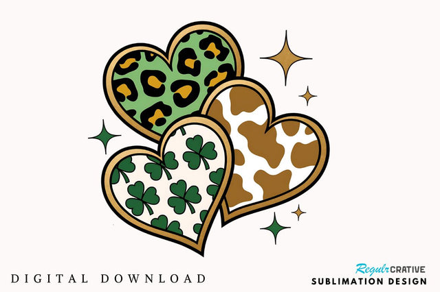 St Patricks Day Hearts Sublimation Design Sublimation Regulrcrative 