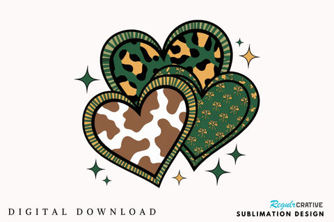 St Patricks Day Hearts Sublimation Design Sublimation Regulrcrative 