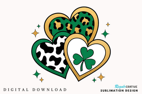 St Patricks Day Hearts Sublimation Design Sublimation Regulrcrative 