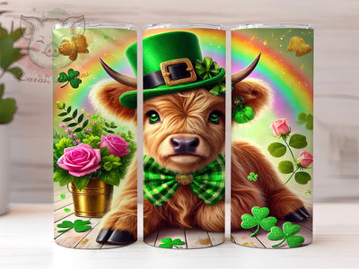 St Patrick's Day Highland Cow 20oz Tumbler Wrap, Highland Cow, 20oz Tumbler, Tumbler Wrap, Sublimation Design, Irish Cow, Lucky Gift Sublimation Lara' s Designs 