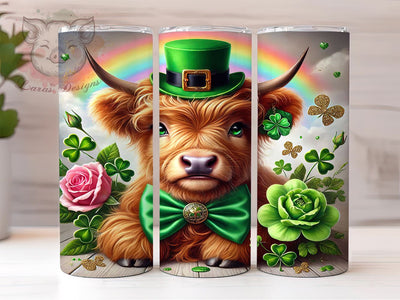 St Patrick's Day Highland Cow 20oz Tumbler Wrap, Highland Cow, 20oz Tumbler, Tumbler Wrap, Sublimation Design, Irish Cow, Lucky Gift Sublimation Lara' s Designs 