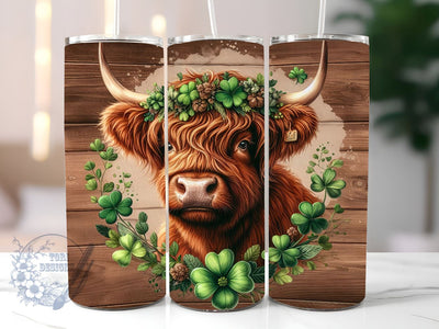 St Patricks Day Highland Cow 20oz Tumbler Wrap PNG, Cow Tumbler PNG, Straight & Tapered Tumbler Wrap PNG, Instant Digital Download PNG, Sublimation Designs Downloads Sublimation ToriDesigns 