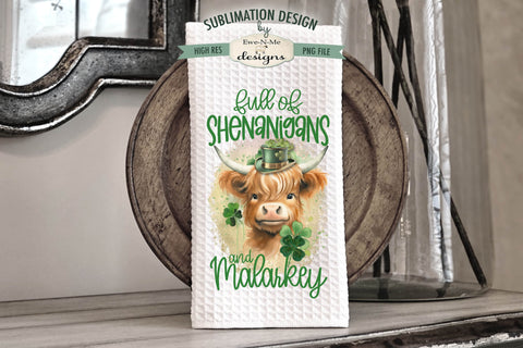 St Patricks Day Highland Cow | Kitchen Towel Sublimation Designs Sublimation Ewe-N-Me Designs 