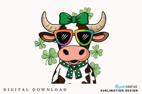 St Patricks Day Highland Cow PNG High Sublimation Design Sublimation Regulrcrative 
