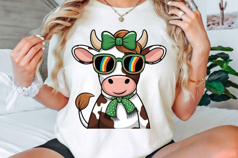 St Patricks Day Highland Cow PNG High Sublimation Design Sublimation Regulrcrative 
