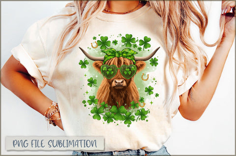 St Patrick's Day Highland Cow PNG Sublimation Shetara Begum 