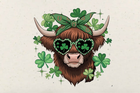St Patrick's Day Highland Cow PNG SVG Angelina750 