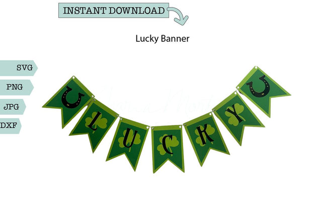 St. Patrick's Day Home Decor SVG-Lucky Banner SVG Sharia Morton Designs 