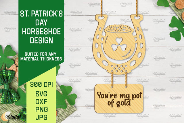 St. Patrick's Day Horseshoe SVG. Horseshoe Laser Cut SVG Evgenyia Guschina 