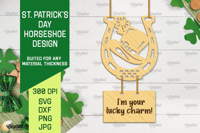 St. Patrick's Day Horseshoe SVG. Horseshoe Laser Cut SVG Evgenyia Guschina 